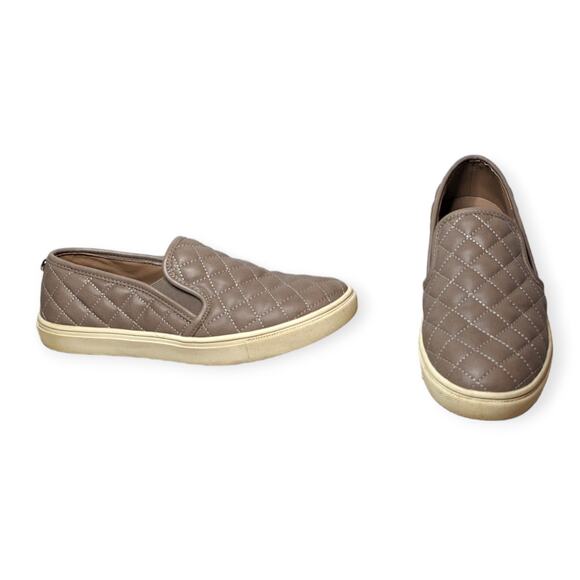 Steve Madden Ecentrcq Gray Taupe Quilted Slip-on Loafer Sneakers Size 7.5 - Picture 2 of 8